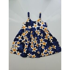ROYAL HAWAIIAN CREATIONS SUNDRESS TODDLER'S SIZE LARGE Floral Navy Blue Island